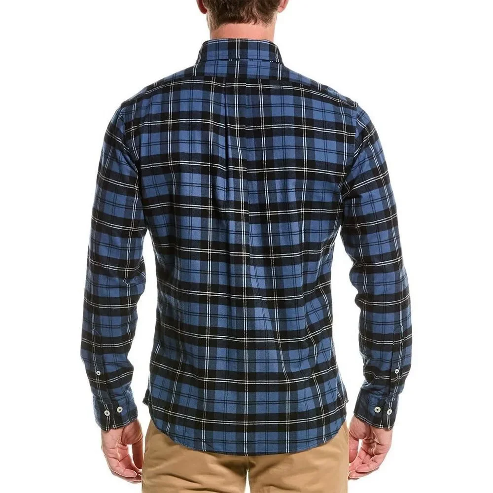Brooks Brothers Mens Regent Flannel Shirt, XL, Blue